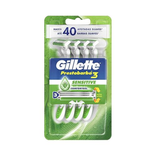 Prestobarba 3 Sensitive Confort Gel Máquina Para Afeitar 4u