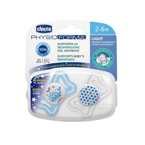 Chupetes Nocturno Physio Light Luminoso 2-6M Silicona 2u