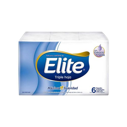 Pañuelos Descartables Elite Extractos De Seda Pack 6 Paquetes  De 10 Pañuelos