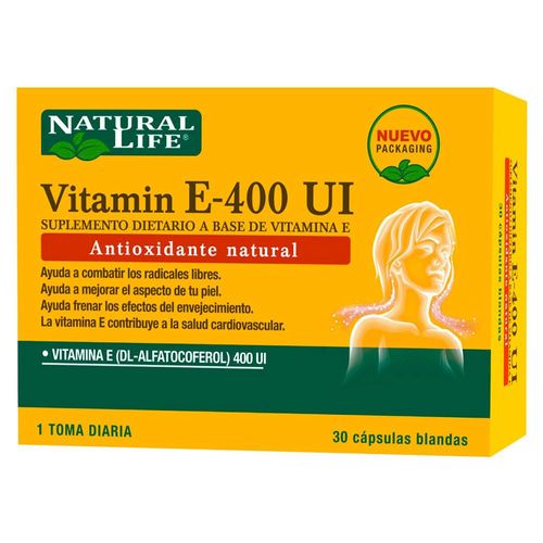 Suplemento Dietario Vitamin E-400 UI Natural Life 30 Cápsulas Blandas