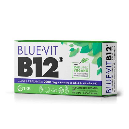 Suplemento Dietario BLUE-VIT B12 Sabor Ananá 20 Comprimidos Masticables