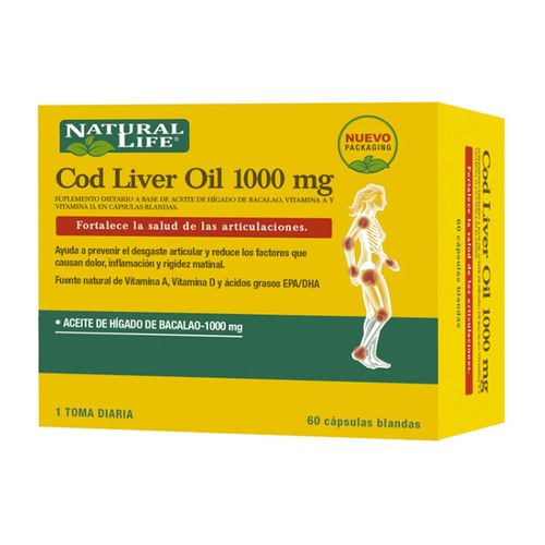 Suplemento Dietario Cod Liver Oil 1000mg Natural Life 60 Cápsulas Blandas