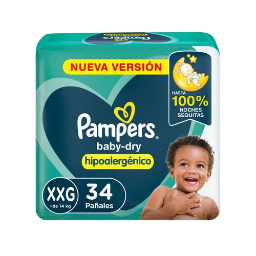 Pañales Pampers Baby Dry Talle XXG 34u