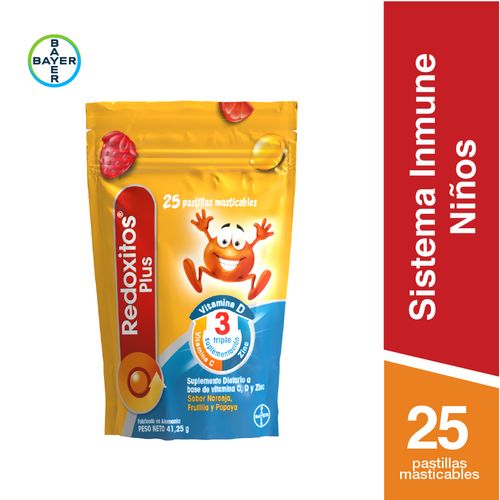 Redoxitos Plus Suplemento Dietario A Base De Vitamina C, Vitamina D Y Zinc x 25 Pastillas Masticables