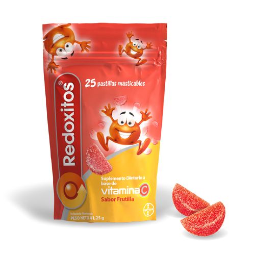 Redoxitos Suplemento Dietario a base de Vitamina C Sabor Frutilla x 25 Pastillas Masticables