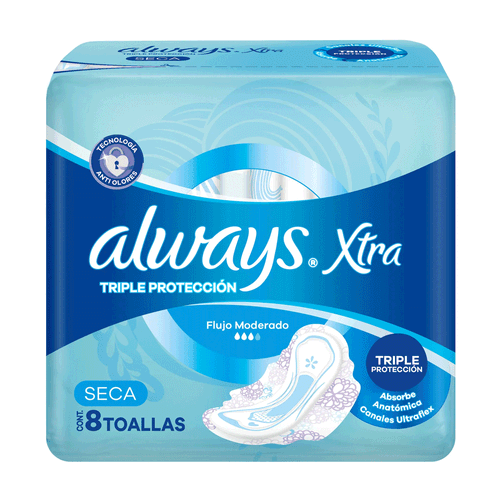 Toallas Femeninas Always Xtra Triple Protección 8 u