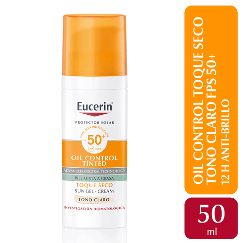 Protector Solar Facial Oil Control Tinted Tono Claro Piel Mixta A Grasa FPS 50+ Eucerin 50ml