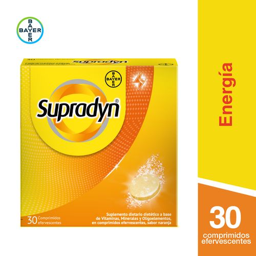 Supradyn Suplemento Dietario A Base De Vitaminas Y Minerales x 30 Comprimidos Efervescentes Sabor Naranja