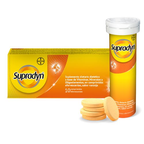 Suplemento Dietario A Base De Vitaminas Y Minerales Sabor Naranja Supradyn 10 Comprimidos Efervescentes