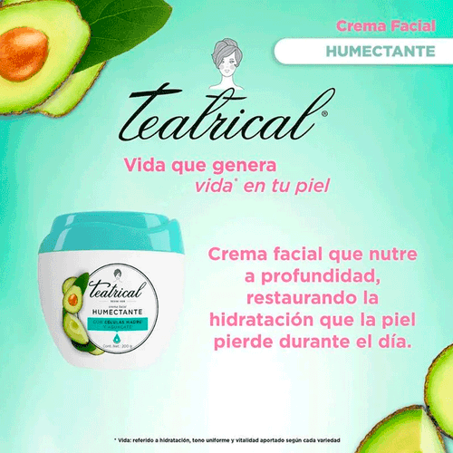 Crema Facial Humectante Teatrical 200g