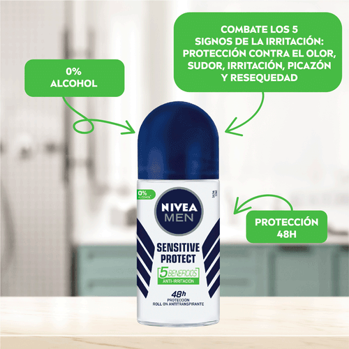 Antitranspirante Men Roll-On Sensitive Protect Nivea 50ml