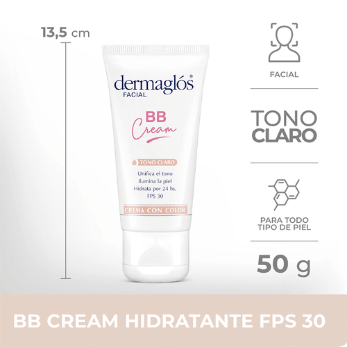 BB Cream Tono Claro FPS 30 Dermaglos 50g