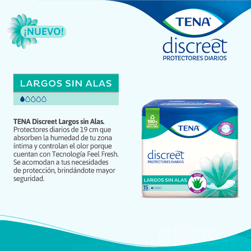 Protectores Diarios Tena Largos Sin Alas 15u