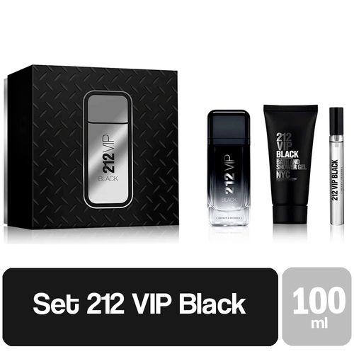 Set 212 Vip Black Eau De Toilette 100ml + Gel De Ducha 100ml + Vaporizador 10ml