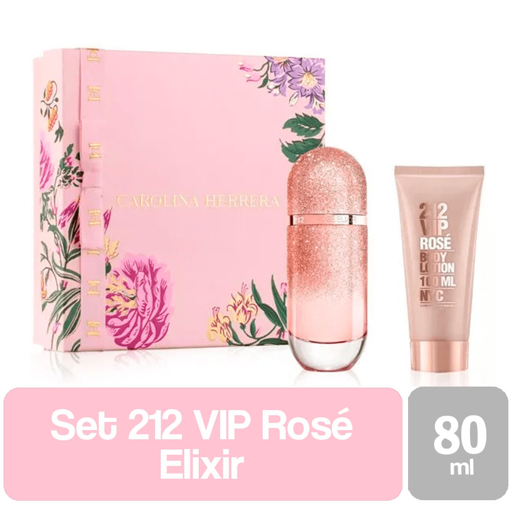 Set 212 VIP Rosé Elixir Eau De Parfum 80ml + Loción Corporal 100ml ...