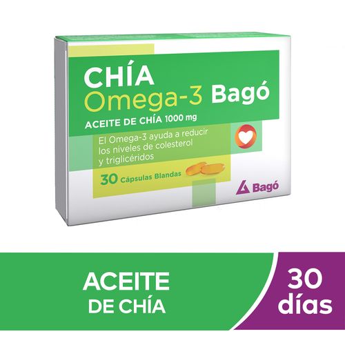 Suplemento Dietario Aceite de Chía 1000 Mg Bagó 30 Cápsulas Blandas