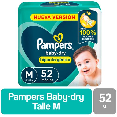 Pañales Pampers Baby-dry M 52 u
