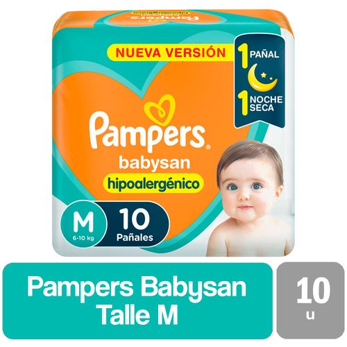 Pañales Pampers Babysan Hipoalergénico Talle M 10 u