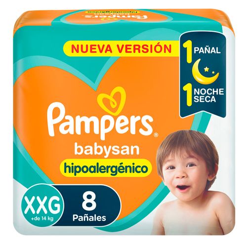 Pañales Babysan Hipoalergénico Pampers XXG 8u