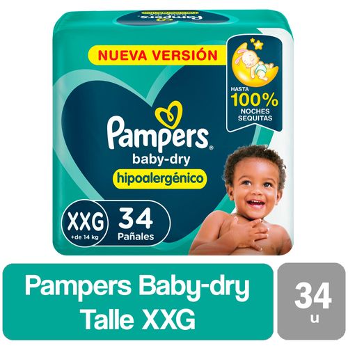 Pañales Pampers Baby-dry XXG 34 u