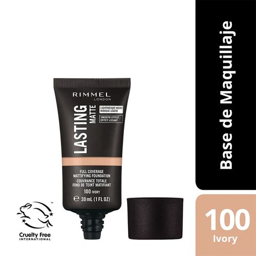 Base de Maquillaje Lasting Matte Foundation Rimmel 100 Ivory 30ml