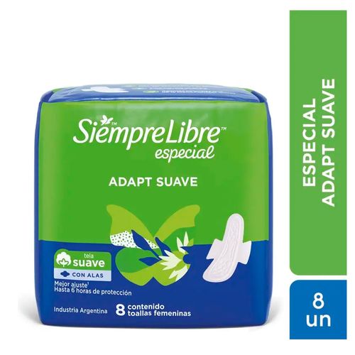 Toallas Femeninas Siempre Libre Especial Adapt Suave Con Alas 8u