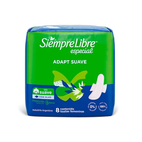 Toallas Femeninas Siempre Libre Especial Adapt Suave Con Alas 8u