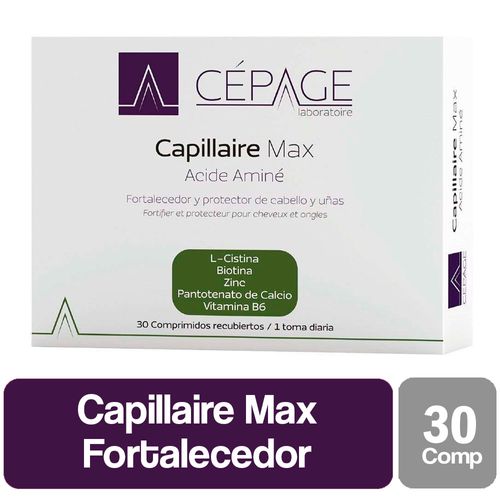 Capillaire Max Fortalecedor Cabello y Uñas Cepage 30 Comprimidos Recubiertos