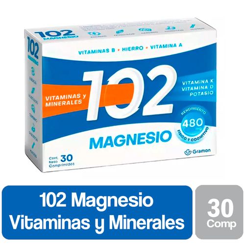 Suplemento 102 Magnesio 30 Comprimidos
