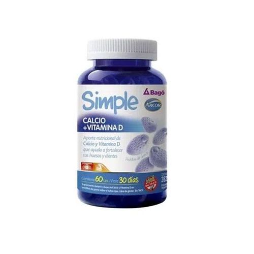 Pastillas de Goma Simple Calcio + Vitamina D Bagó 60u