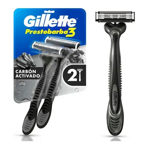 Maquina para Afeitar Desechables Prestobarba3 Carbono Gillette 2u