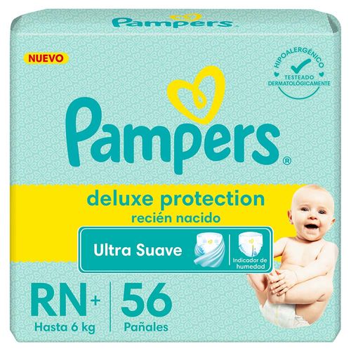 Pañales Deluxe Protection Ultra Suave RN+ Pampers 56u