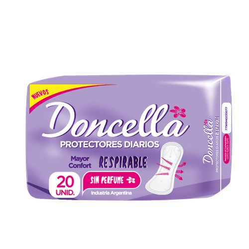 Protectores Diarios Respirable Sin Perfume Doncella 20u