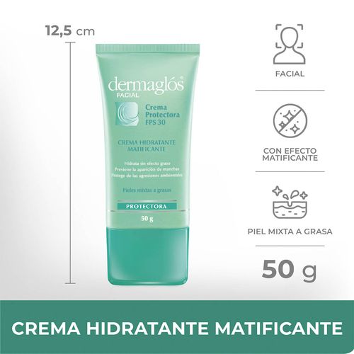 Crema Hidratante Matificante Facial FPS 30 Dermaglos 50g