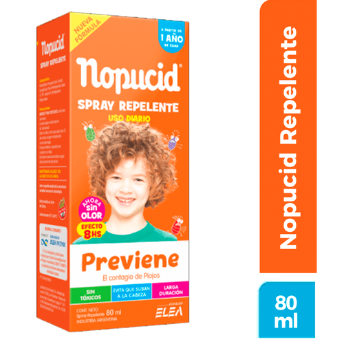 Spray Repelente Uso Diario Previene Contagio De Piojos Nopucid 80ml