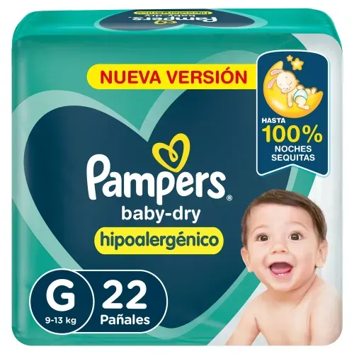 Pañales Baby-dry Hipoalergénico Pampers G 22u