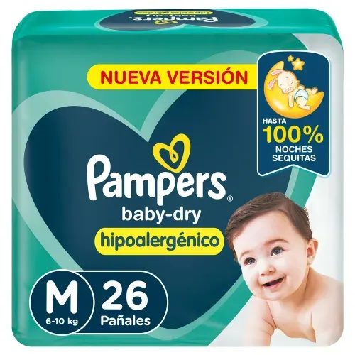 Pañales Baby-dry Hipoalergénico Pampers M 26u