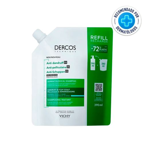 Recarga Vichy Dercos Shampoo Anticaspa Cabello Normal A Graso 390ml