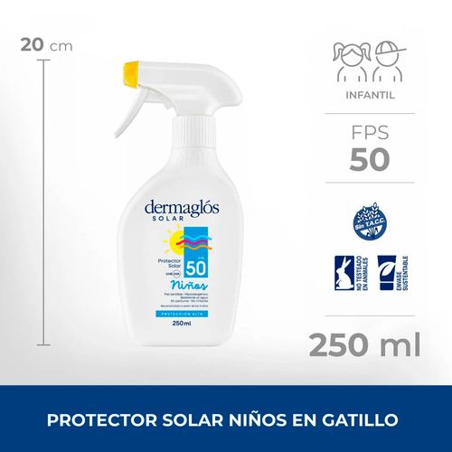 Protector Solar FPS 50 Dermaglos Niños Gatillo 250 ml