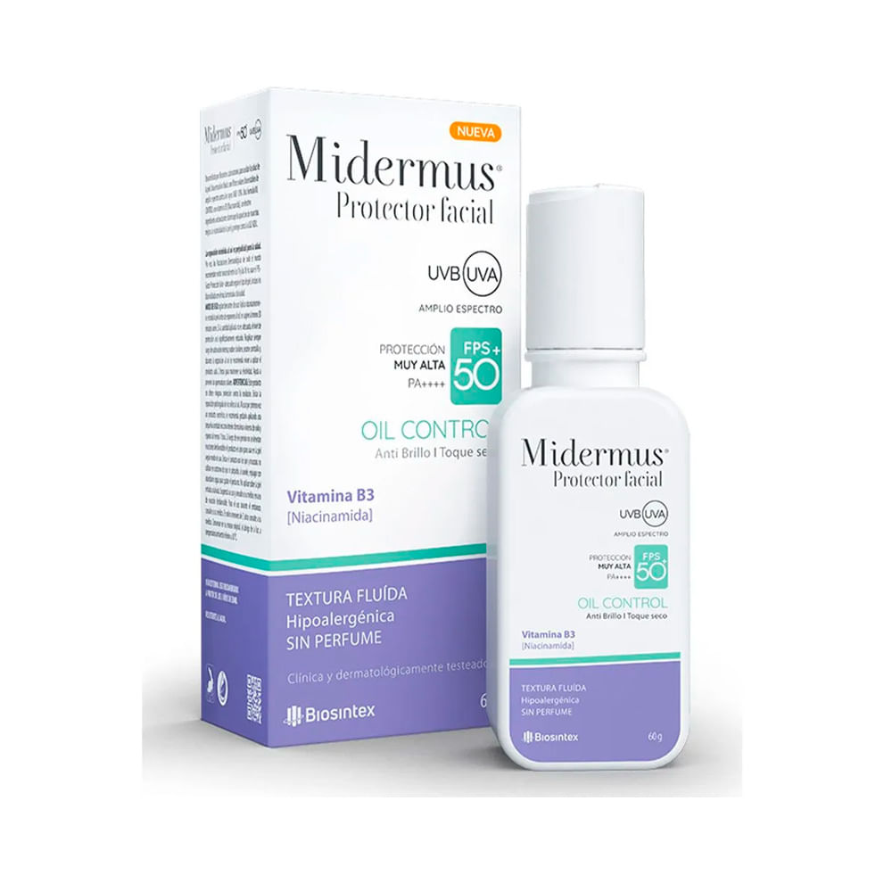 Midermus Protector Facial FPS 50 Oil Control 60g - Farmacias Vilela