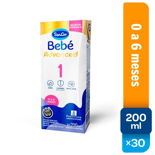 SanCor Bebé 1 Advanced - 200ml x 30 Unidades - Nueva Fórmula