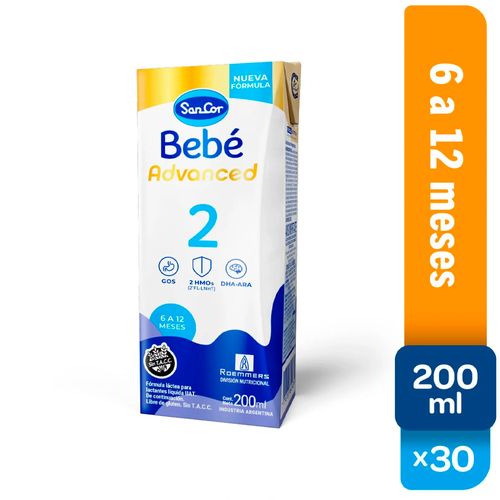 SanCor Bebé 2 Advanced - 200 Ml x 30 Unidades - Nueva Fórmula