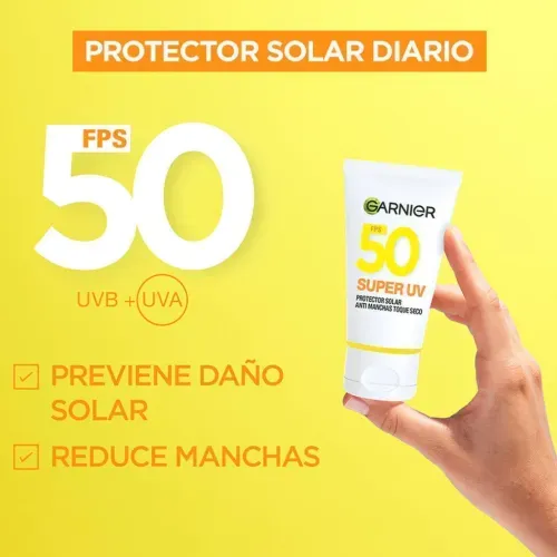 Protector Solar Anti Manchas Toque Seco Super UV Fps 50+ Garnier 40g