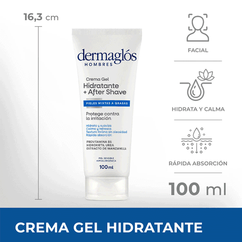 Crema Gel Hidratante + After Shave Dermaglos x 100g