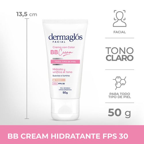 BB Cream Tono Claro FPS 30 Dermaglos 50g