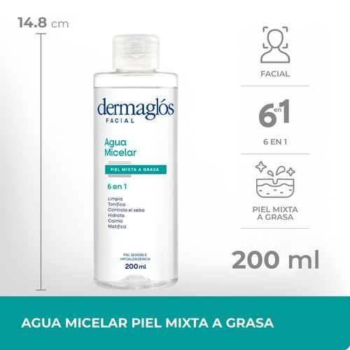 Agua Micelar Piel Mixta a Grasa Dermaglos 200ml
