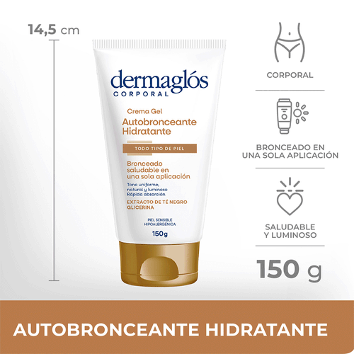 Crema Gel Autobronceante Hidratante Dermaglos 150g
