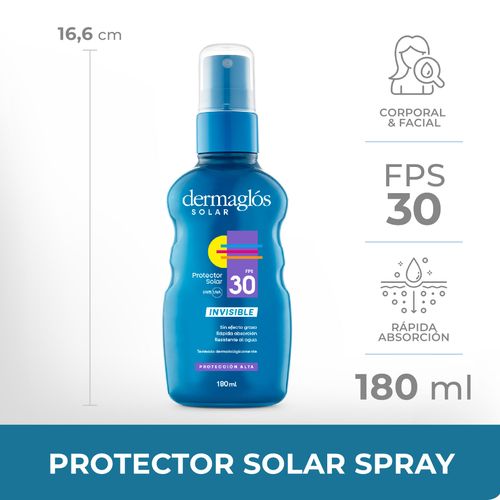 Protector Solar FPS 30 Invisible Dermaglos 180ml