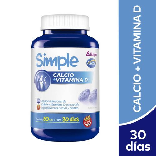 Pastillas de Goma Simple Calcio + Vitamina D Bagó 60u