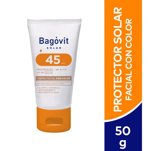 Protector Solar Facial Bagovit FPS 45 con Color 50g